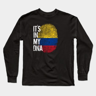 Colombia Flag Fingerprint My Story DNA Colombian Long Sleeve T-Shirt